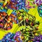 1 Yard Italian Lime Green, Blue and Purple Butterfly Wings Silk Charmeuse Fabric 52 Inches Wide